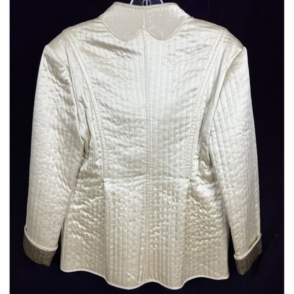 70s - Erly 80s Geoffrey Mr. Beene Silk Quilted Jacket Mandarin Collar - Picture 4 of 5